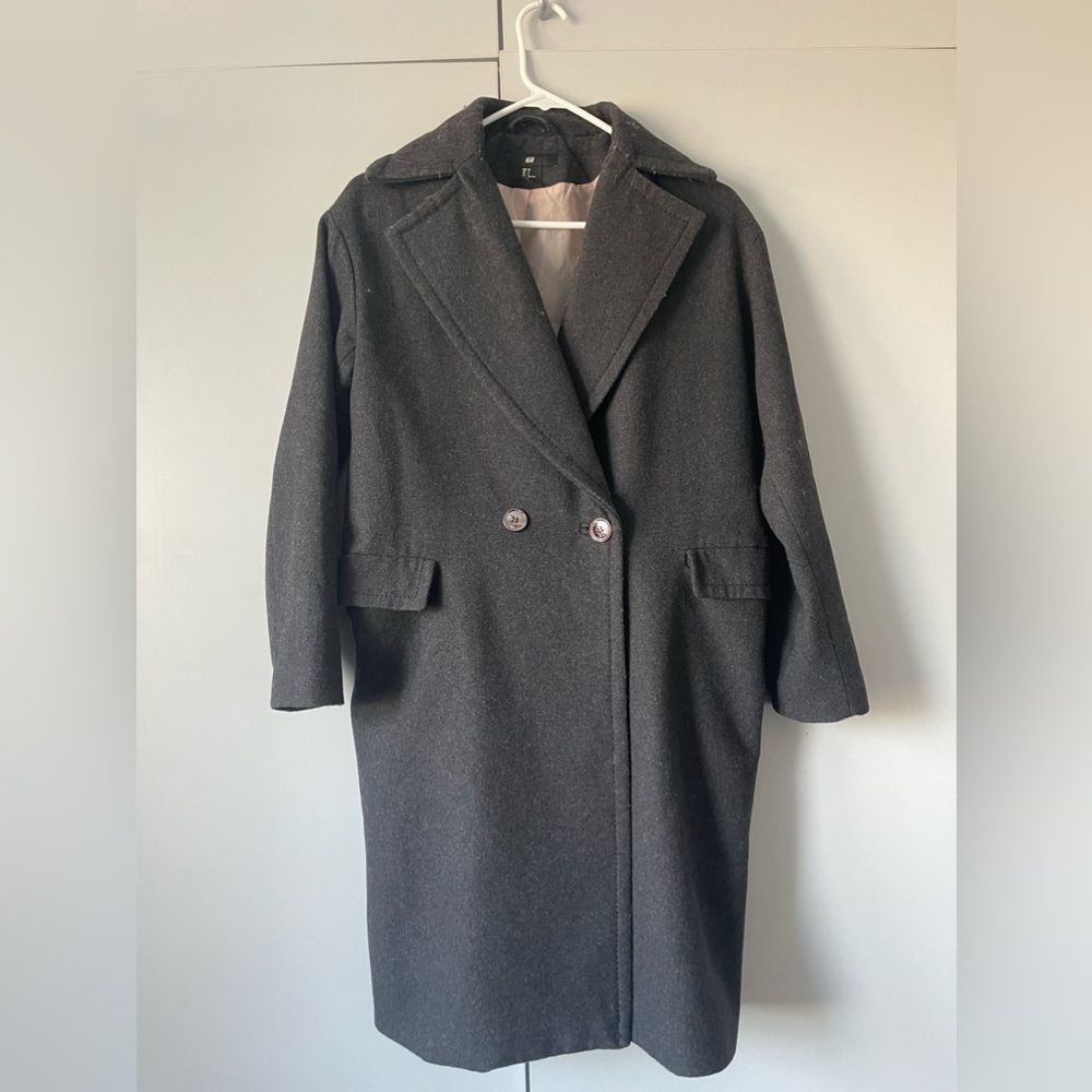 HM WOOL CHARCOAL COAT  US SIZE 2